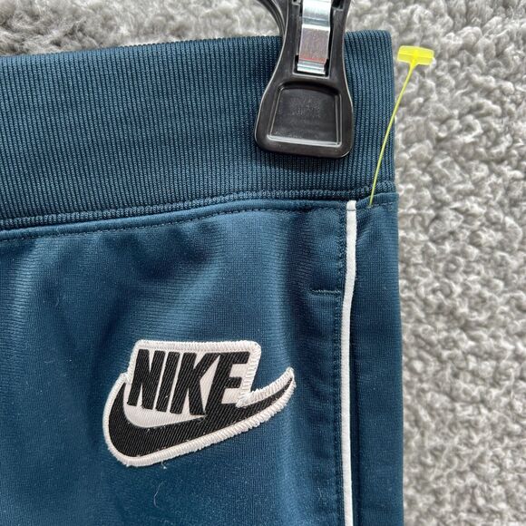 Nike Womens Athletic Workout Pants Blue Logo White Stripe Drawstring M Medium - Picture 4 of 16